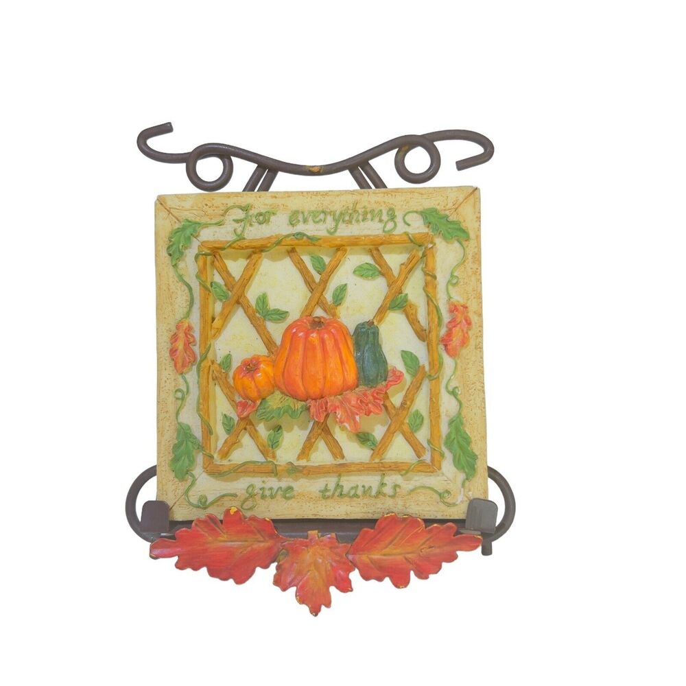 VTG Russ Berrie Trivet Harvest Festival Handpainted 3D 4x4 & Metal Display